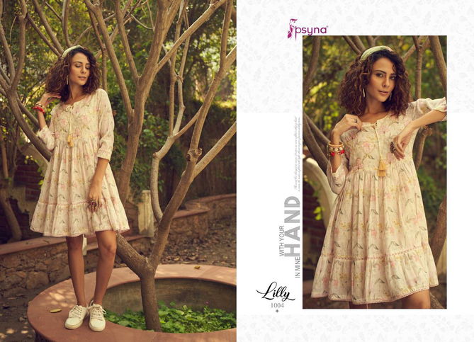 Lilly By Psyna Stylish Party Wear Linen Printed Short Kurti Wholesale Price In Surat